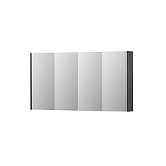 INK SPK2 spiegelkast met 4 dubbelzijdige spiegeldeuren, 4 verstelbare glazen planchetten, stopcontact en schakelaar 140 x 14 x 73 cm, oer grijs