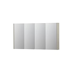 INK SPK2 spiegelkast met 4 dubbelzijdige spiegeldeuren, 4 verstelbare glazen planchetten, stopcontact en schakelaar 140 x 14 x 73 cm, krijt wit