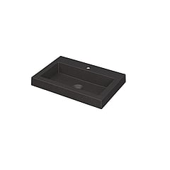 INK® Dock wastafel quartz met 1 kraangat 60x6x40cm, quartz zwart