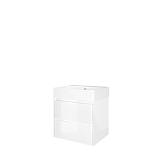 Proline Porselein Loft badmeubelset met wastafelonderkast met 2 lades en porseleinen wastafel zonder kraangat 60 x 62 x 46 cm, glans wit