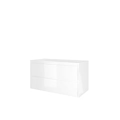 Proline polystone Elegant badmeubelset met wastafelonderkast met 2 lades en polystone wastafel zonder kraangat 100 x 54,5 x 46 cm, glanzend wit / glanzend wit
