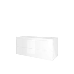 Proline polystone Elegant badmeubelset met wastafelonderkast met 2 lades en polystone wastafel zonder kraangat 120 x 54,5 x 46 cm, glanzend wit / glanzend wit