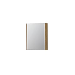 INK SPK2 spiegelkast met 1 dubbelzijdige spiegeldeur, 2 verstelbare glazen planchetten, stopcontact en schakelaar 60 x 14 x 73 cm, fineer natur