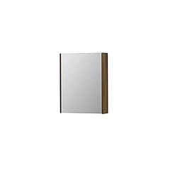 INK SPK2 spiegelkast met 1 dubbelzijdige spiegeldeur, 2 verstelbare glazen planchetten, stopcontact en schakelaar 60 x 14 x 73 cm, massief eiken ash grey