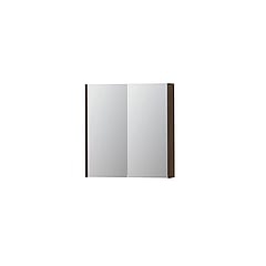 INK SPK2 spiegelkast met 2 dubbelzijdige spiegeldeuren, 2 verstelbare glazen planchetten, stopcontact en schakelaar 70 x 14 x 73 cm, fineer chocolate