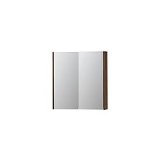 INK SPK2 spiegelkast met 2 dubbelzijdige spiegeldeuren, 2 verstelbare glazen planchetten, stopcontact en schakelaar 70 x 14 x 73 cm, massief eiken chocolate
