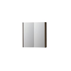 INK SPK2 spiegelkast met 2 dubbelzijdige spiegeldeuren, 2 verstelbare glazen planchetten, stopcontact en schakelaar 70 x 14 x 73 cm, massief eiken charcoal