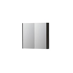 INK SPK2 spiegelkast met 2 dubbelzijdige spiegeldeuren, 2 verstelbare glazen planchetten, stopcontact en schakelaar 80 x 14 x 73 cm, intens eiken