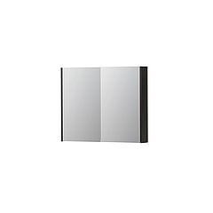INK SPK2 spiegelkast met 2 dubbelzijdige spiegeldeuren, 2 verstelbare glazen planchetten, stopcontact en schakelaar 90 x 14 x 73 cm, intens eiken