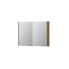 INK SPK2 spiegelkast met 2 dubbelzijdige spiegeldeuren, 4 verstelbare glazen planchetten, stopcontact en schakelaar 100 x 14 x 73 cm, fineer ash grey