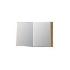 INK SPK2 spiegelkast met 2 dubbelzijdige spiegeldeuren, 4 verstelbare glazen planchetten, stopcontact en schakelaar 120 x 14 x 73 cm, fineer natur