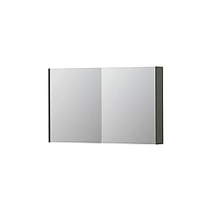 INK SPK2 spiegelkast met 2 dubbelzijdige spiegeldeuren, 4 verstelbare glazen planchetten, stopcontact en schakelaar 120 x 14 x 73 cm, mat beton groen