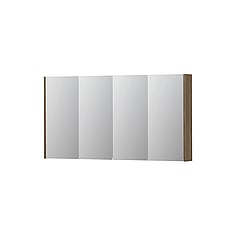 INK SPK2 spiegelkast met 4 dubbelzijdige spiegeldeuren, 4 verstelbare glazen planchetten, stopcontact en schakelaar 140 x 14 x 73 cm, zuiver eiken