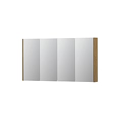 INK SPK2 spiegelkast met 4 dubbelzijdige spiegeldeuren, 4 verstelbare glazen planchetten, stopcontact en schakelaar 140 x 14 x 73 cm, fineer natur