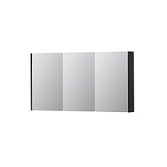 INK SPK2 spiegelkast met 3 dubbelzijdige spiegeldeuren, 6 verstelbare glazen planchetten, stopcontact en schakelaar 140 x 14 x 73 cm, mat zwart