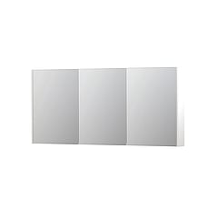INK SPK2 spiegelkast met 3 dubbelzijdige spiegeldeuren, 6 verstelbare glazen planchetten, stopcontact en schakelaar 160 x 14 x 73 cm, mat wit