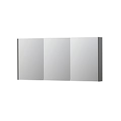 INK SPK2 spiegelkast met 3 dubbelzijdige spiegeldeuren, 6 verstelbare glazen planchetten, stopcontact en schakelaar 160 x 14 x 73 cm, mat grijs