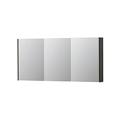 INK SPK2 spiegelkast met 3 dubbelzijdige spiegeldeuren, 6 verstelbare glazen planchetten, stopcontact en schakelaar 160 x 14 x 73 cm, gerookt eiken