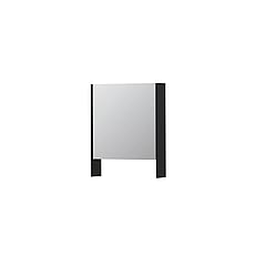 INK SPK3 spiegelkast met 1 dubbel gespiegelde deur, open planchet, stopcontact en schakelaar 60 x 14 x 74 cm, mat zwart