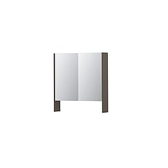 INK SPK3 spiegelkast met 2 dubbel gespiegelde deuren, open planchet, stopcontact en schakelaar 70 x 14 x 74 cm, mat taupe