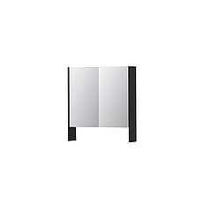 INK SPK3 spiegelkast met 2 dubbel gespiegelde deuren, open planchet, stopcontact en schakelaar 70 x 14 x 74 cm, mat zwart