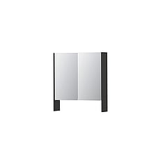 INK SPK3 spiegelkast met 2 dubbel gespiegelde deuren, open planchet, stopcontact en schakelaar 70 x 14 x 74 cm, hoogglans antraciet