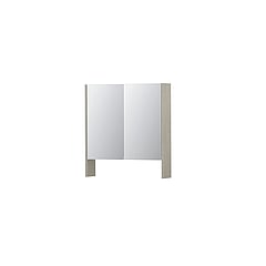 INK SPK3 spiegelkast met 2 dubbel gespiegelde deuren, open planchet, stopcontact en schakelaar 70 x 14 x 74 cm, krijt wit