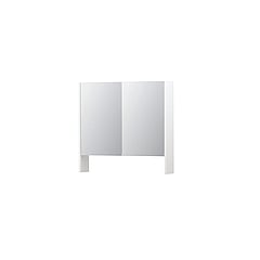 INK SPK3 spiegelkast met 2 dubbel gespiegelde deuren, open planchet, stopcontact en schakelaar 80 x 14 x 74 cm, mat wit