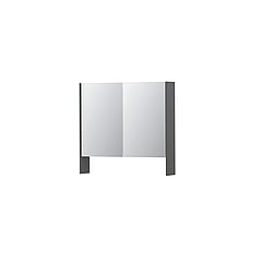 INK SPK3 spiegelkast met 2 dubbel gespiegelde deuren, open planchet, stopcontact en schakelaar 80 x 14 x 74 cm, mat grijs