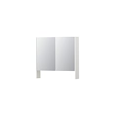 INK SPK3 spiegelkast met 2 dubbel gespiegelde deuren, open planchet, stopcontact en schakelaar 80 x 14 x 74 cm, hoogglans wit