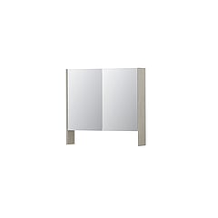 INK SPK3 spiegelkast met 2 dubbel gespiegelde deuren, open planchet, stopcontact en schakelaar 80 x 14 x 74 cm, krijt wit