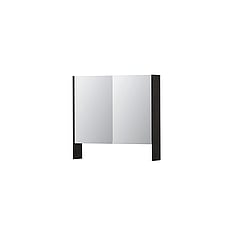 INK SPK3 spiegelkast met 2 dubbel gespiegelde deuren, open planchet, stopcontact en schakelaar 80 x 14 x 74 cm, houtskool eiken