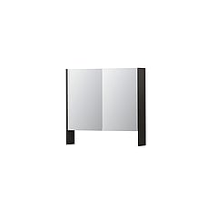INK SPK3 spiegelkast met 2 dubbel gespiegelde deuren, open planchet, stopcontact en schakelaar 80 x 14 x 74 cm, intens eiken
