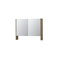 INK SPK3 spiegelkast met 2 dubbel gespiegelde deuren, open planchet, stopcontact en schakelaar 100 x 14 x 74 cm, naturel eiken