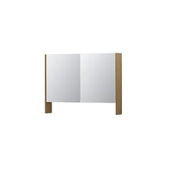 INK SPK3 spiegelkast met 2 dubbel gespiegelde deuren, open planchet, stopcontact en schakelaar 100 x 14 x 74 cm, fineer natur