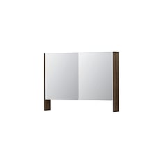 INK SPK3 spiegelkast met 2 dubbel gespiegelde deuren, open planchet, stopcontact en schakelaar 100 x 14 x 74 cm, fineer chocolate