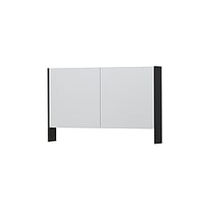 INK SPK3 spiegelkast met 2 dubbel gespiegelde deuren, open planchet, stopcontact en schakelaar 120 x 14 x 74 cm, mat zwart