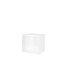 Proline Top wastafelonderkast met 2 laden symmetrisch en afdekplaat 60 x 46 x 52 cm, glans wit