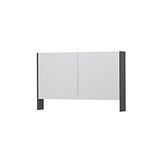 INK SPK3 spiegelkast met 2 dubbel gespiegelde deuren, open planchet, stopcontact en schakelaar 120 x 14 x 74 cm, mat beton groen