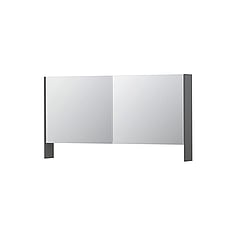 INK SPK3 spiegelkast met 2 dubbel gespiegelde deuren, open planchet, stopcontact en schakelaar 140 x 14 x 74 cm, mat grijs