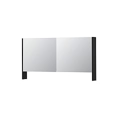 INK SPK3 spiegelkast met 2 dubbel gespiegelde deuren, open planchet, stopcontact en schakelaar 140 x 14 x 74 cm, mat zwart