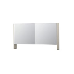 INK SPK3 spiegelkast met 2 dubbel gespiegelde deuren, open planchet, stopcontact en schakelaar 140 x 14 x 74 cm, krijt wit