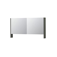 INK SPK3 spiegelkast met 2 dubbel gespiegelde deuren, open planchet, stopcontact en schakelaar 140 x 14 x 74 cm, mat beton groen