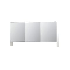 INK SPK3 spiegelkast met 3 dubbel gespiegelde deuren, open planchet, stopcontact en schakelaar 160 x 14 x 74 cm, mat wit