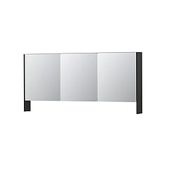 INK SPK3 spiegelkast met 3 dubbel gespiegelde deuren, open planchet, stopcontact en schakelaar 160 x 14 x 74 cm, mat antraciet