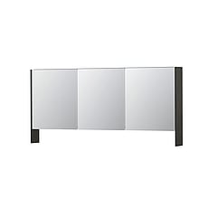 INK SPK3 spiegelkast met 3 dubbel gespiegelde deuren, open planchet, stopcontact en schakelaar 160 x 14 x 74 cm, gerookt eiken