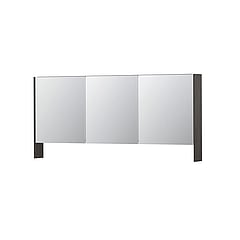 INK SPK3 spiegelkast met 3 dubbel gespiegelde deuren, open planchet, stopcontact en schakelaar 160 x 14 x 74 cm, oer grijs