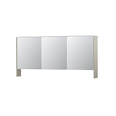 INK SPK3 spiegelkast met 3 dubbel gespiegelde deuren, open planchet, stopcontact en schakelaar 160 x 14 x 74 cm, krijt wit