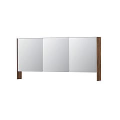 INK SPK3 spiegelkast met 3 dubbel gespiegelde deuren, open planchet, stopcontact en schakelaar 160 x 14 x 74 cm, noten