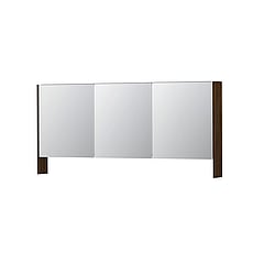 INK SPK3 spiegelkast met 3 dubbel gespiegelde deuren, open planchet, stopcontact en schakelaar 160 x 14 x 74 cm, koper eiken